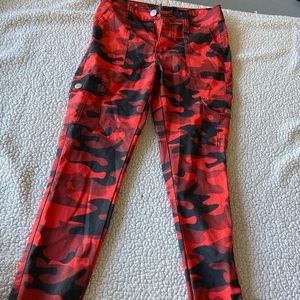 Red camo cargo jeans